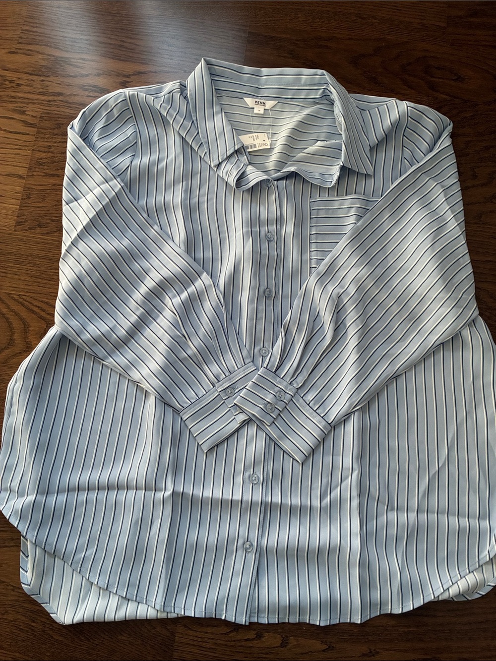 Light Blue Striped women’s Button-Up Shirt